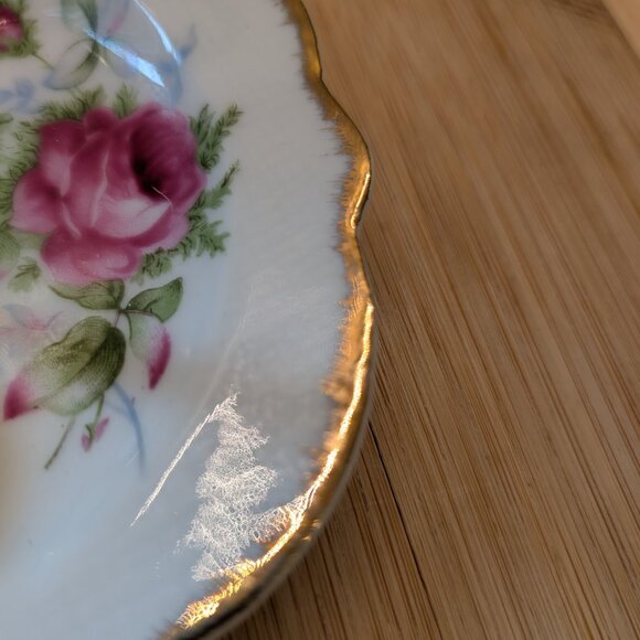 L'Amour China Gold and Floral Hand Painted Jewelry Dish - Picture 3 of 8